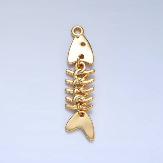 Gold Skeleton Fish Charm