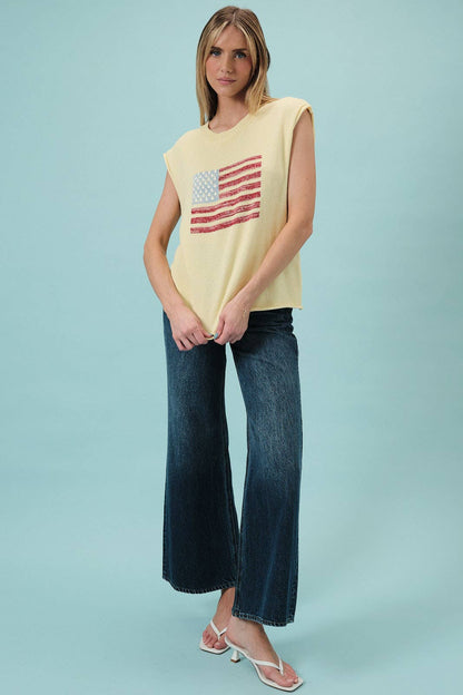USA Flag Sleeveless Sweater